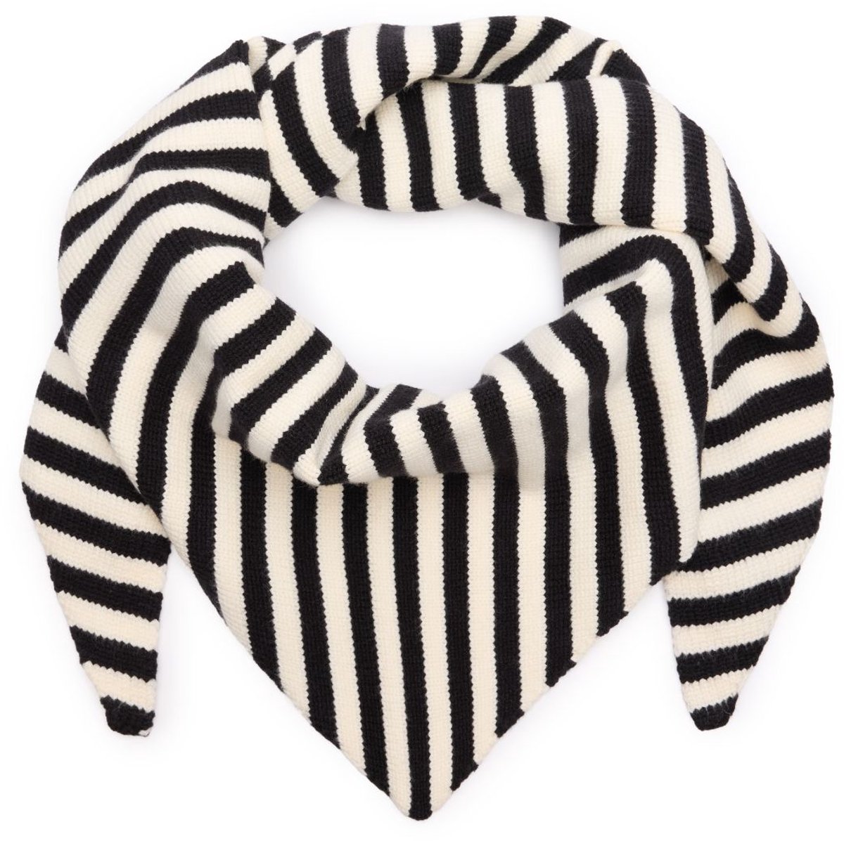 Manfield - Dames - Zwart met wit gestreept triangel sjaaltje - Maat 1