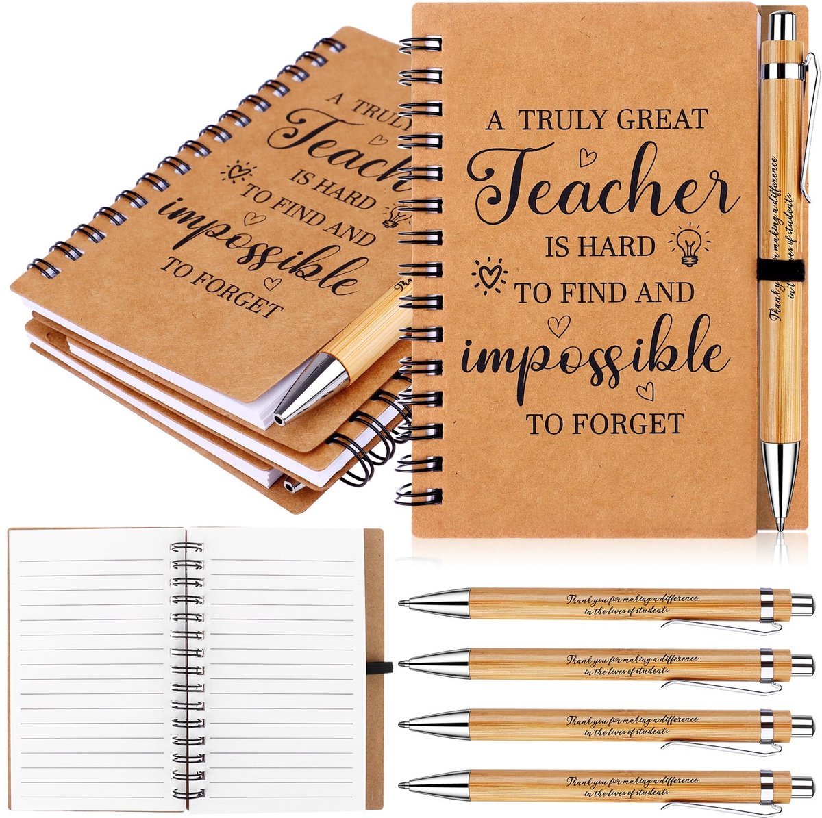 Notebooks voor leraren set van 4 - Inspirerend en motiverend - Perfect als dank u geschenk - ShopVlot