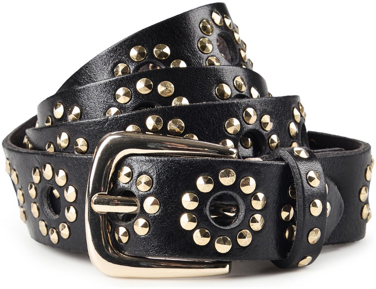 b.belt Studded belt Leder - Dames - 100 cm - black