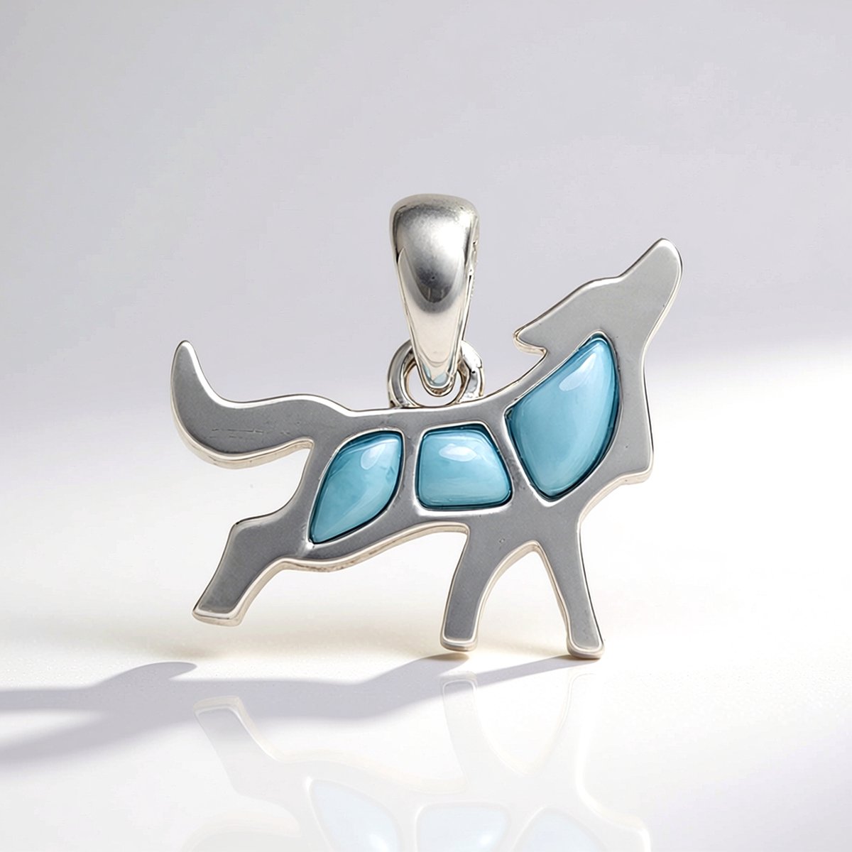 Cavill - Zilveren hanger - 925 Sterling Zilver Rhodium - Natuurlijke Larimar 0,92 ct - Modern Blauw-Groene Cabochon - Dominicaanse Republiek