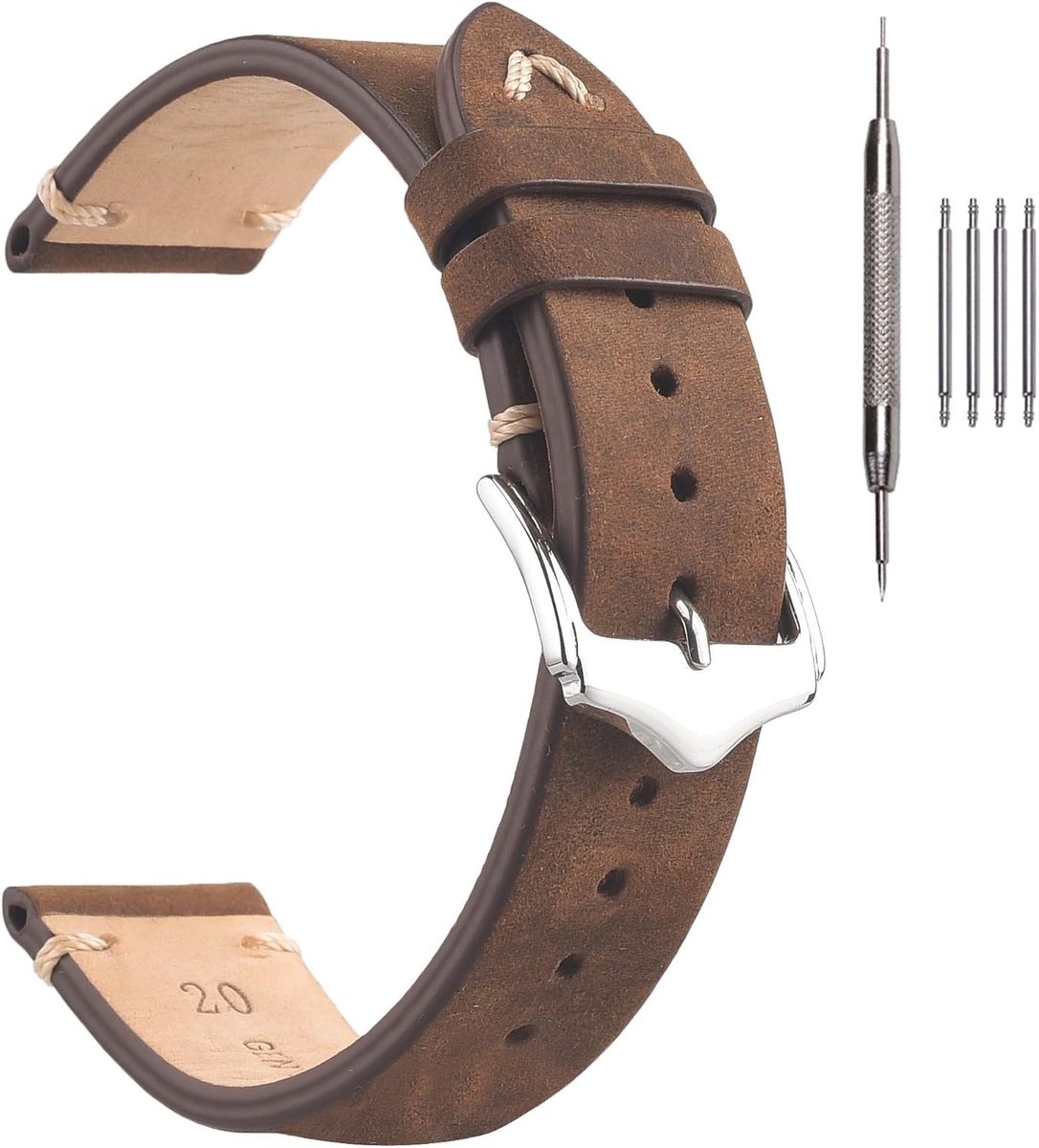 Leather Watch Strap, ELK Crazy Horse/Oil Wax/Lichi Pattern, Vintage Calfskin Watch Strap Men Women Watch Bands 18mm - ShopVlot