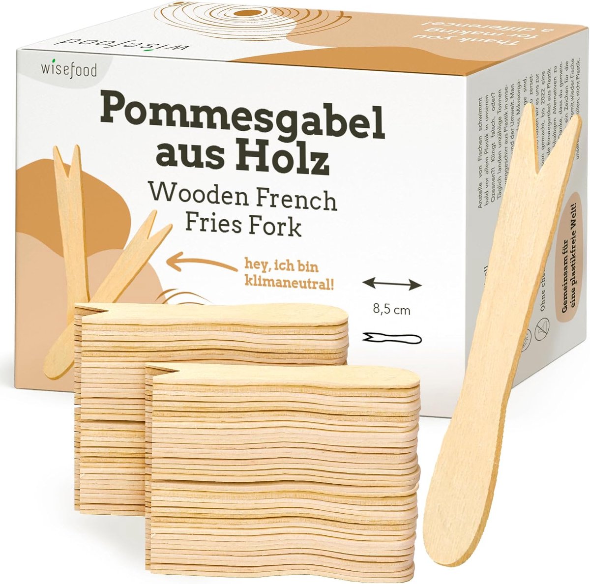 wegwerp vork 8,5 cm - houten vork - biologisch afbreekbaar - ideaal voor catering - ShopVlot
