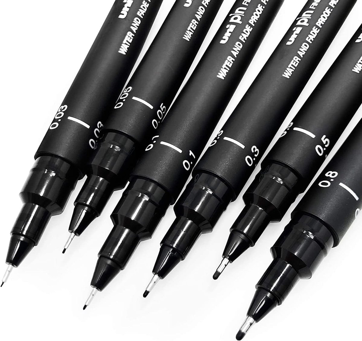 Set van 6 Tekenpennen - Zwart - Fijne Punt 0,03-0,8 mm - Waterbestendige Inkt - Voor Kunstenaars en Ontwerpers