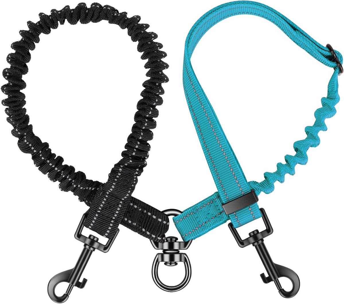 Nasjac Double Dog Leash Splitter, No Tangle, 360° Rotation, Dog Leash Coupling for Walking 2 Dogs, Adjustable Shock - ShopVlot