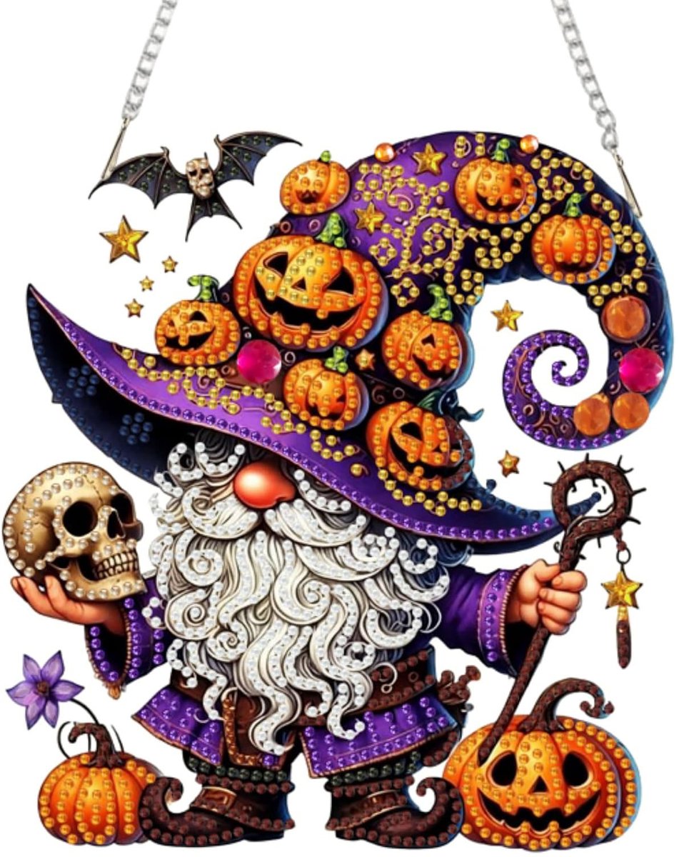 Halloween Parel- en Diamantschilderset - Complete set met edelstenen en diamantjes - Halloween feestcadeau - Geschikt voor beginners en volwassenen - dwergen