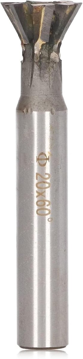 60 Graden Dovetail Frees 20mm met 6 Snijkanten voor RVS en Precisie Bewerking, Hoogwaardige Carbide Frees
