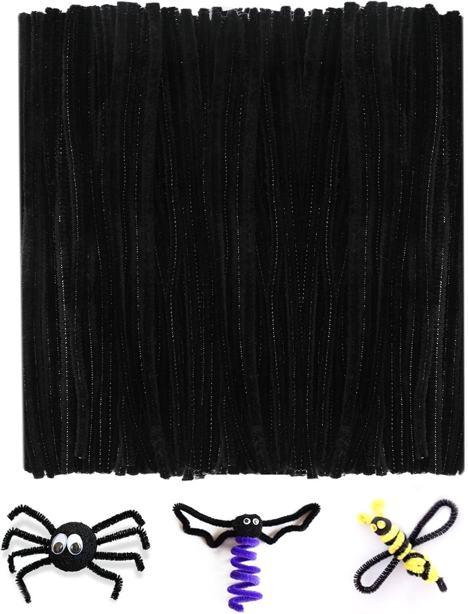 Bendbare Pijpenragers Zwart 200 Stuks 30 cm voor Kinderen, Knutselen en Kerstdecoratie