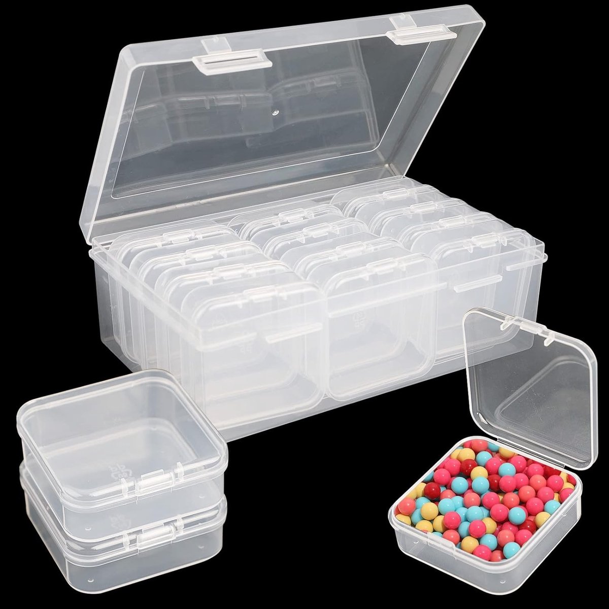 Organisatoren voor Kralen - 13 Stuks Kleine Opbergdozen van Plastic met Scharnierdeksel voor Sieraden en Knutselbenodigdheden, Perfect voor Kleine Items