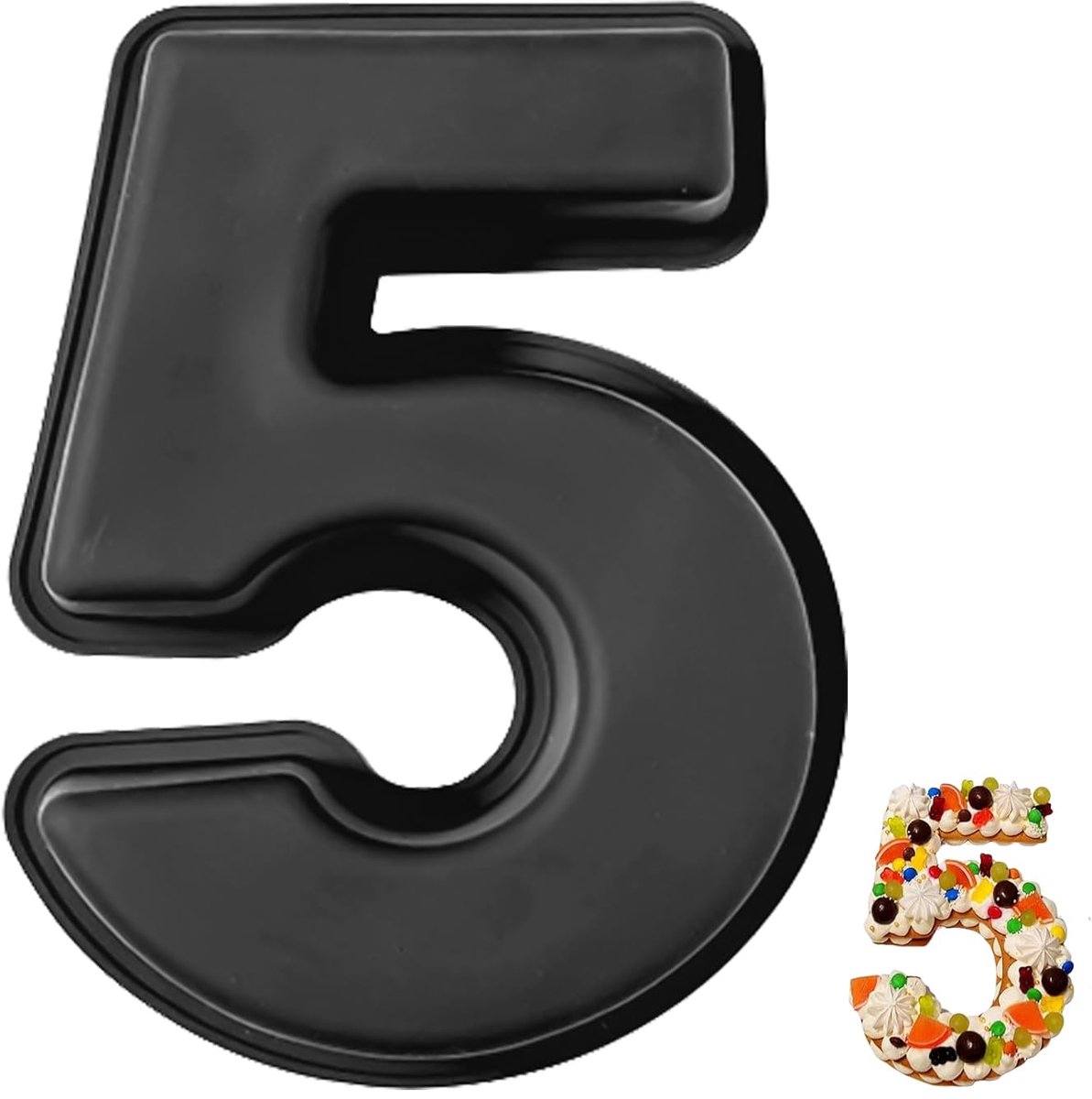 Cakevorm nummer 5 - 10 inch siliconen - 3D doe-het-zelf - ideaal voor verjaardagen - ShopVlot