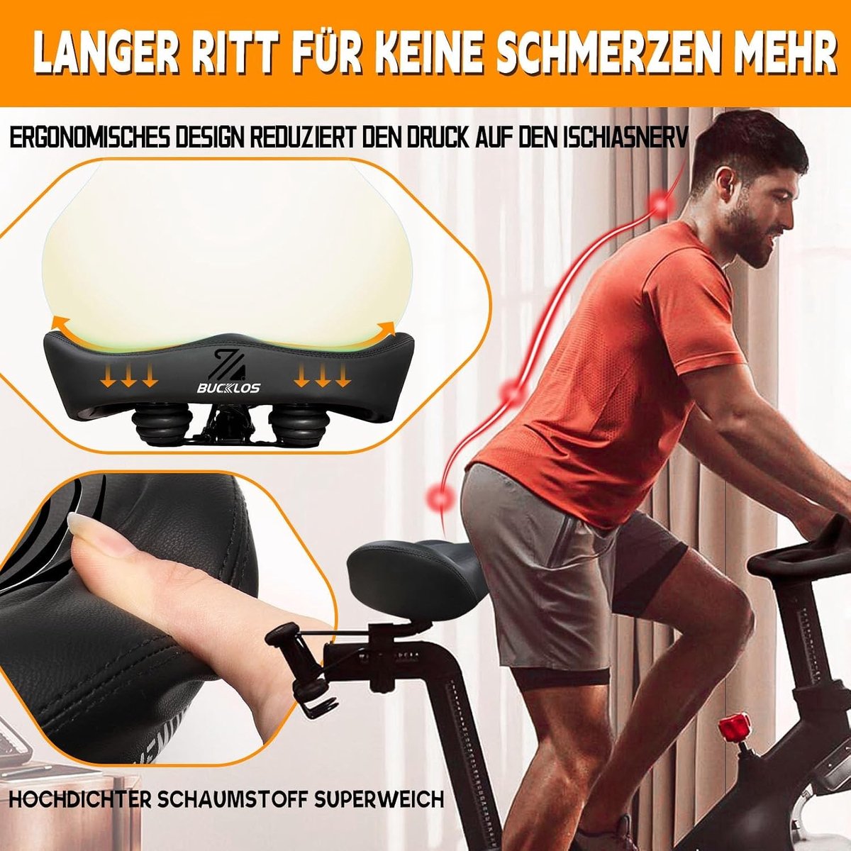 Fietszadel - Zwart - 34,7 x 34,19 x 13,79 cm - Ergonomisch met Schuimvulling - Voor Dames en Heren