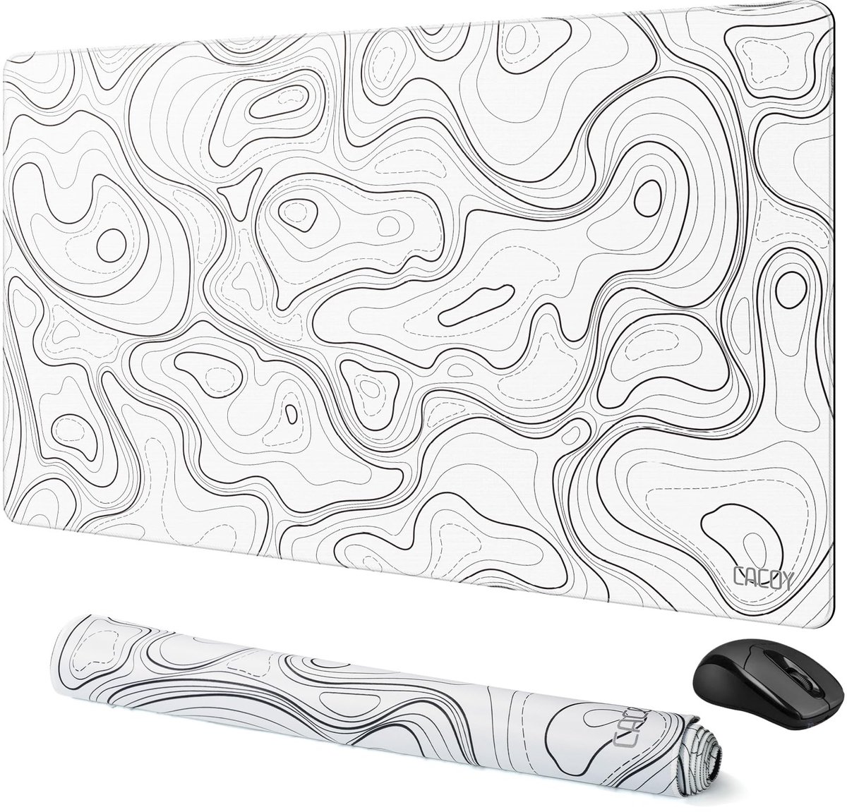 Gaming-muismat 900 x 500 mm - topografische kaart - antislip rubberen basis - ideaal voor gaming - ShopVlot