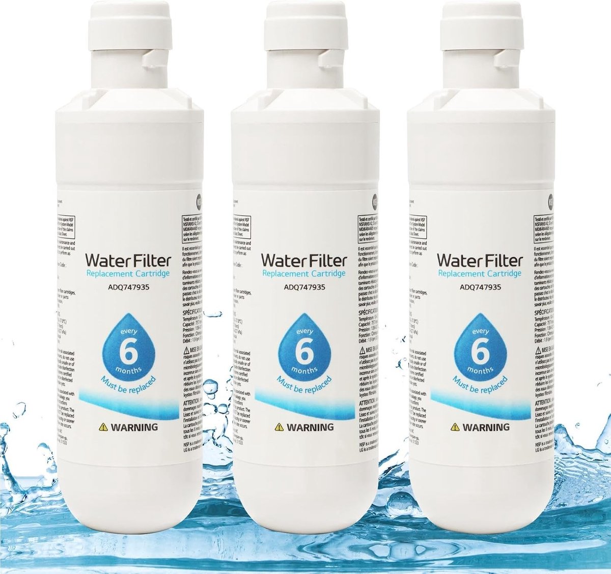 Vervangingswaterfilter voor Koelkasten, Universeel Waterfilter, Geurfilter voor Koelers, Filter voor Schoon Drinkwater (Verpakking van 3)
