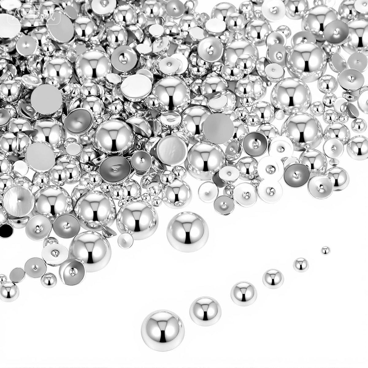 Halfparels voor Creatieve Projecten in Zilver - Gemengde Maten 2-8mm, Plakparels en Loose Beads voor Ambachten