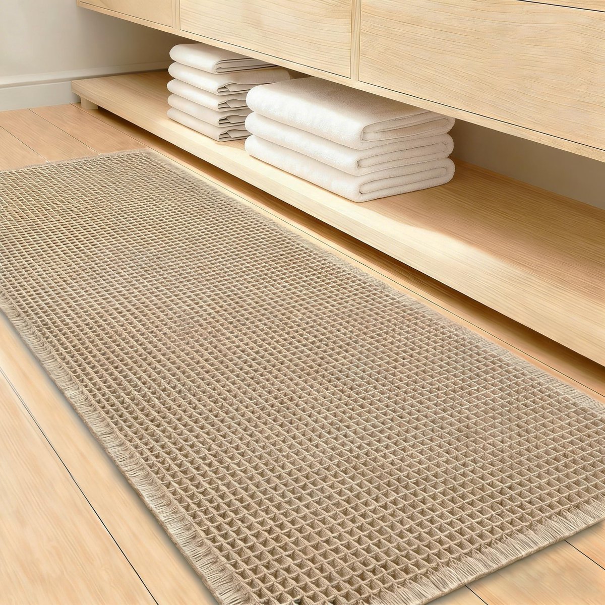 Badmat 60x120cm - boho-badmat - grijs - antislip, wasbaar voor badkamer - ShopVlot