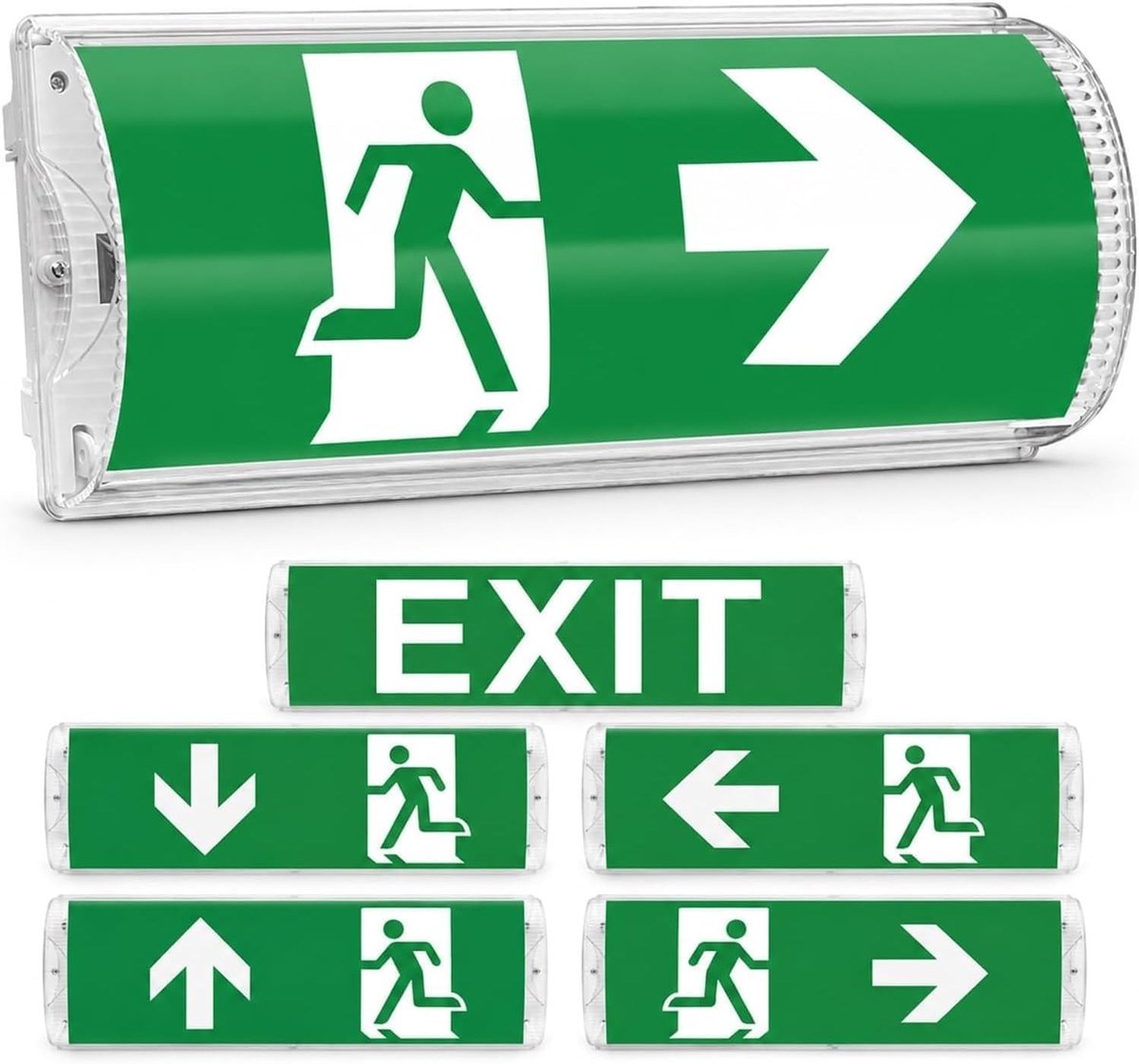 Verlicht Nooduitgangsbord - Wit - 350 x 110 x 55 mm - IP65 Waterdicht met 3 Uur Noodstroom - Voor Industrie en Hotel