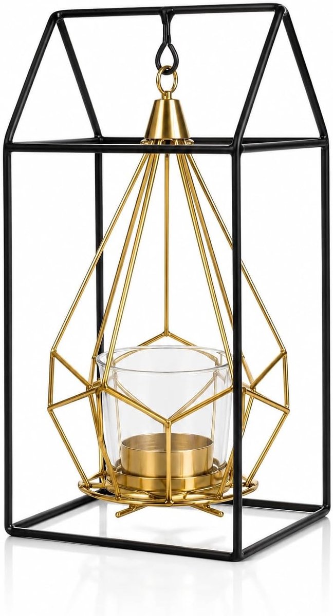 Theelichthouder - Goud - Decoratieve Kandelaar van Metaal - Moderne Tafeldecoratie voor Woonkamer en Badkamer