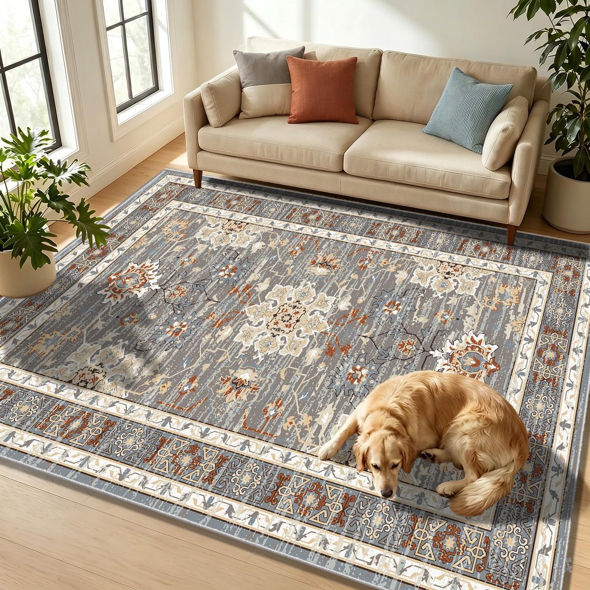 Vloerkleed 80x150cm - Kortpolig - Grijs-Bruin - Antislip, ideaal voor Hal & Keuken - ShopVlot