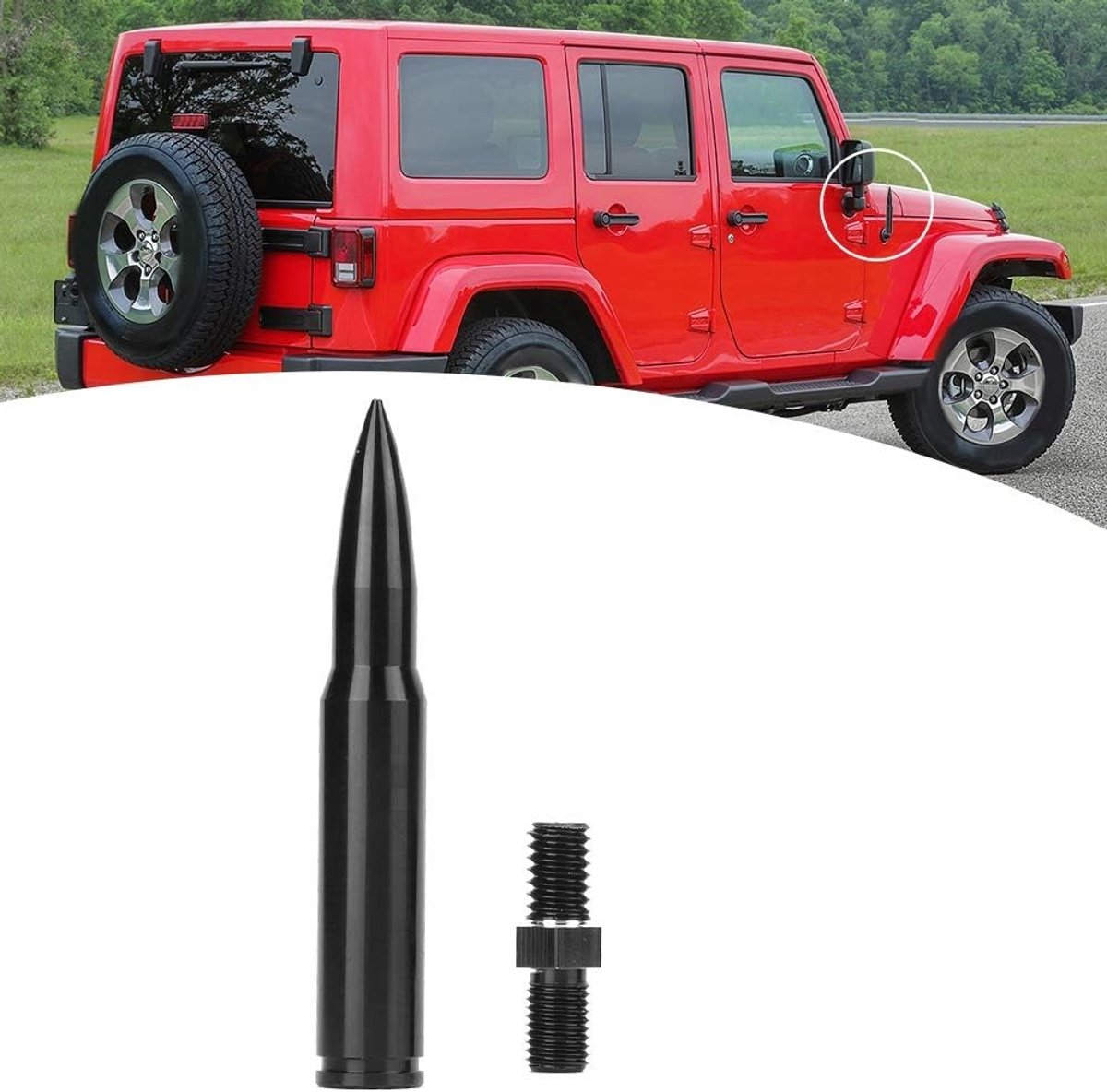 Zwarte 80mm Antenne voor Jeep Wrangler JK Unlimited 2007-2017, Duurzaam en Weerbestendig, Verbeterde Ontvangst en Stijl