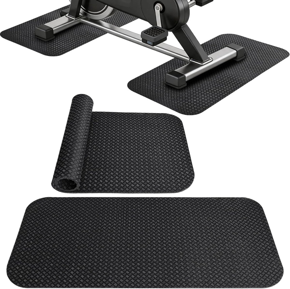 Beschermmat voor Fitnessapparatuur - Antislip Onderlegger, Geluidsdempende Vloermat voor Loopband en Fitnessruimte, 63,5 x 30 cm, 2 Stuks
