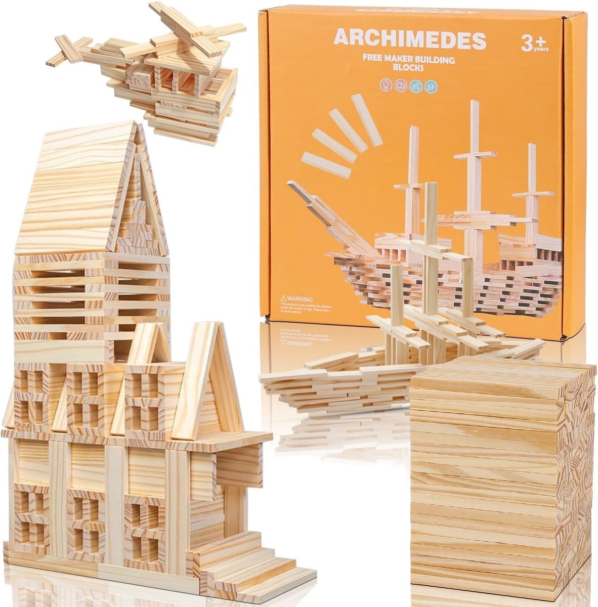 Houten Blokken Set van 100 Stuks voor Creatieve Projecten, DIY Knutselmaterialen, Schoolgebruik, 100 x 20 x 7 mm