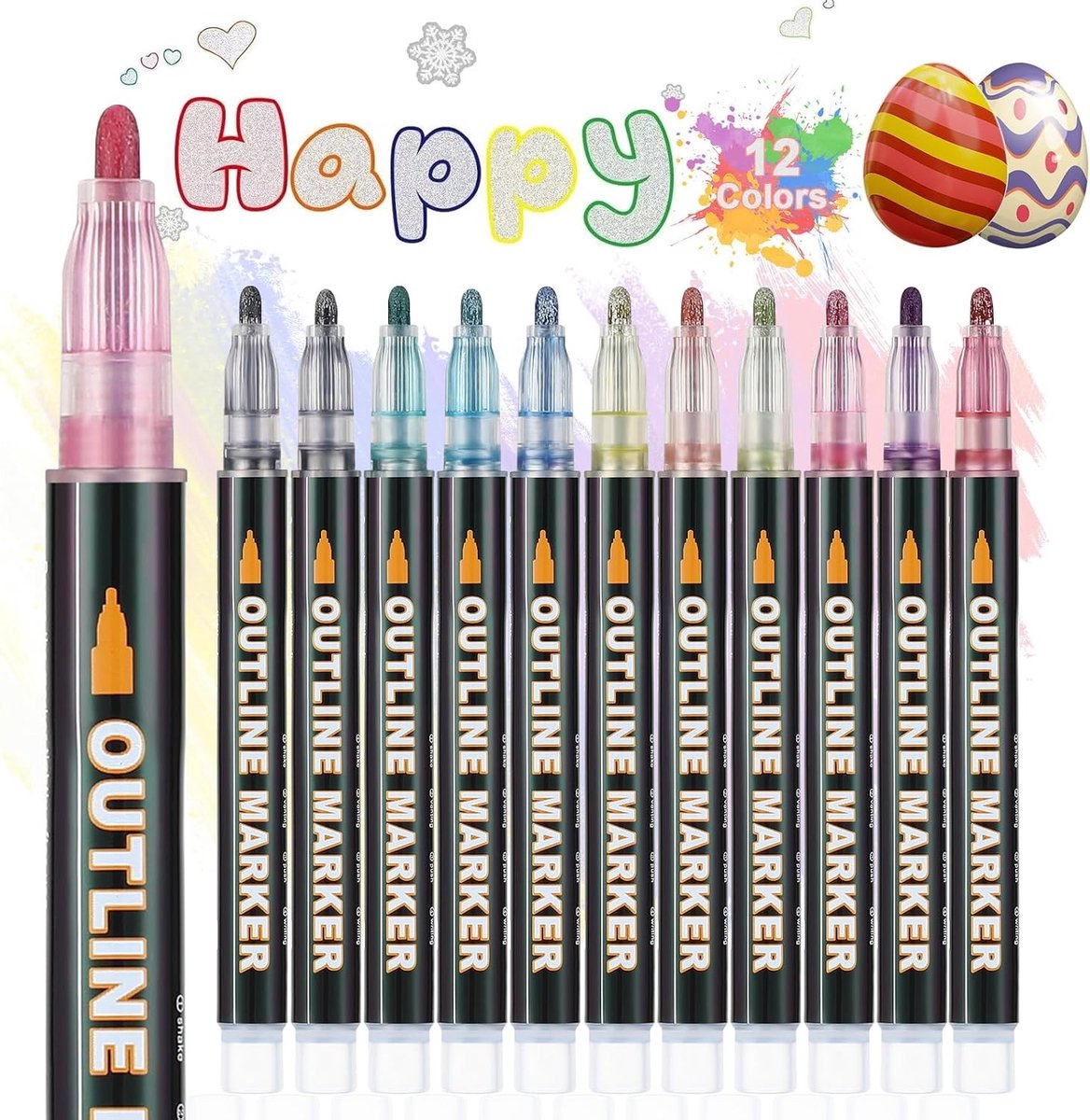 Glitterstiften - Multicolor - 12 stuks - Niet-toxisch en met dubbele lijnfunctie - Voor Creatief Knutselen