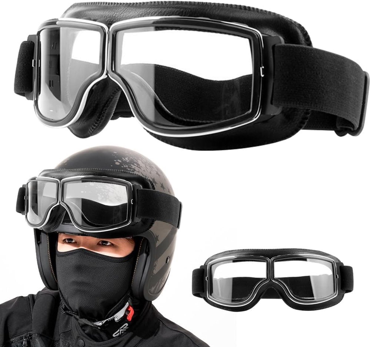 Vintage Motorbril voor Motocross, 100% Anti-Fog, Winddicht en Comfortabel voor Motorrijders