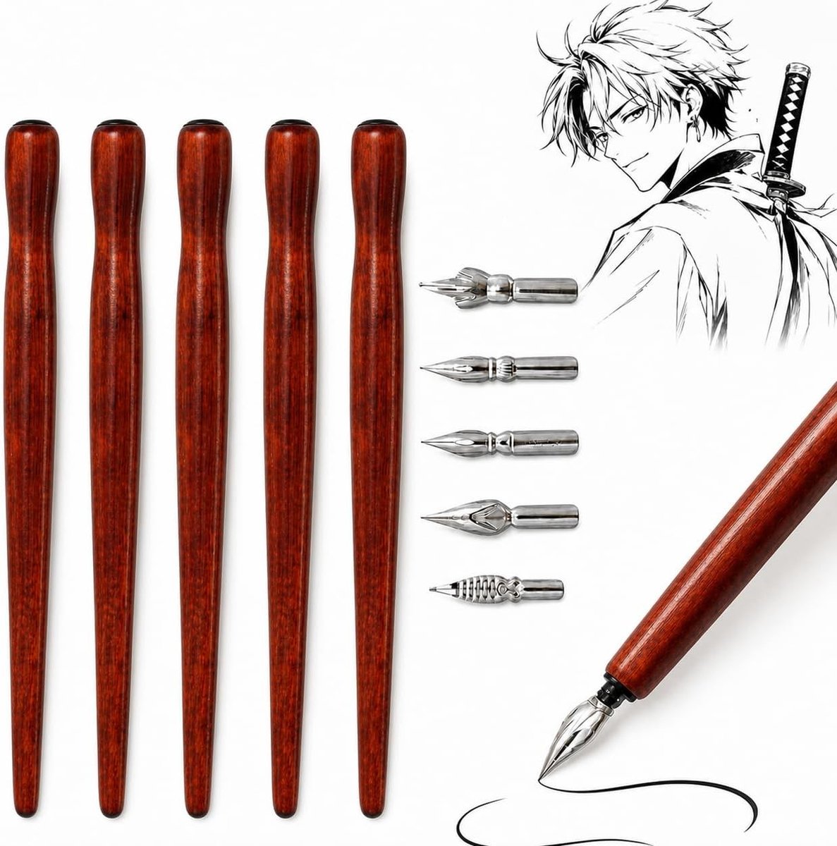 Kalligrafie vulpen set met 10 stuks en 5 verwisselbare veren voor creatief schrijven en tekenen