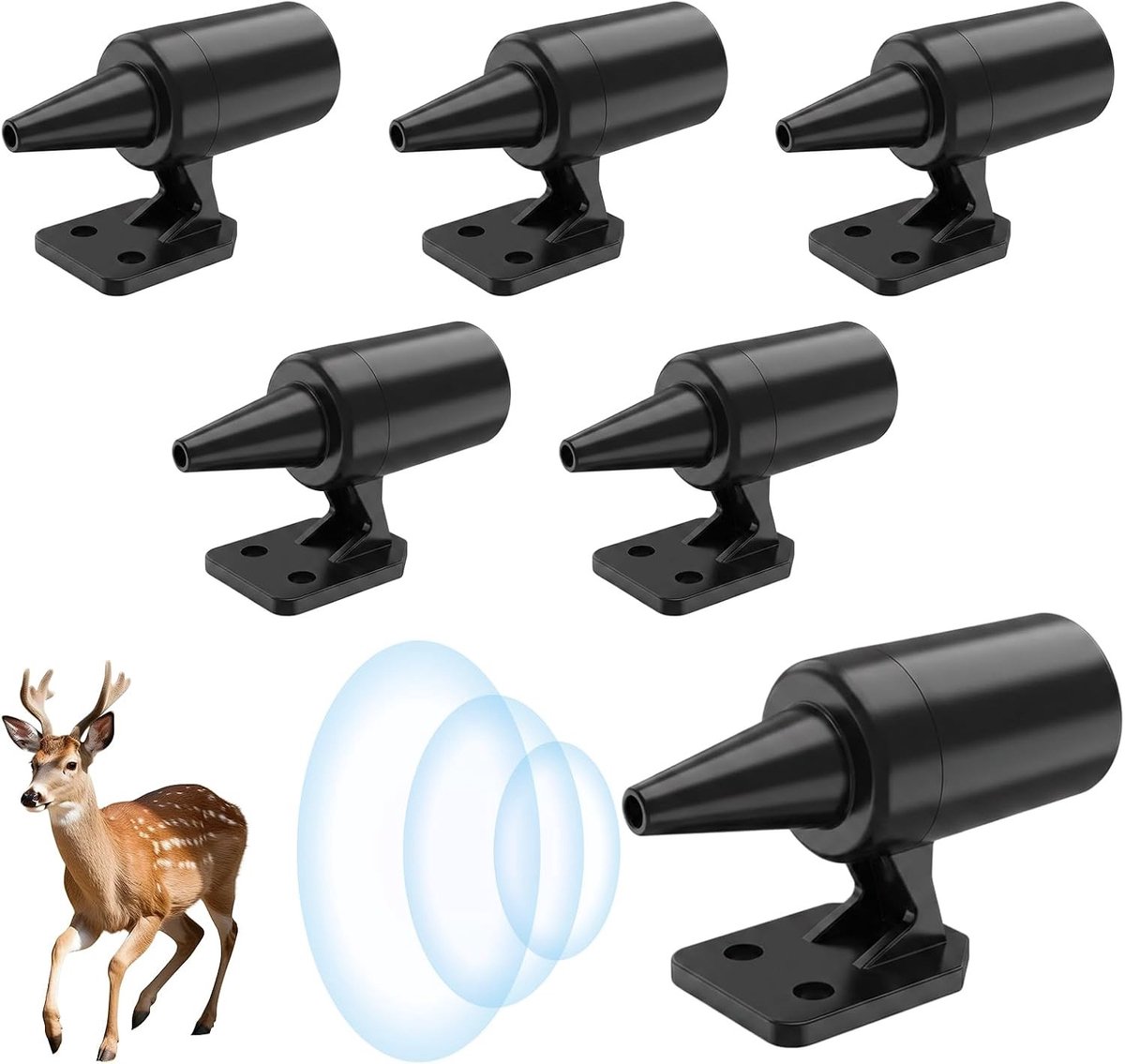 6 stuks ultrasone fluitjes voor dierenbescherming, anti-wildschrikker voor auto en motorfiets, batterijloos en effectief tegen herten en zwijnen
