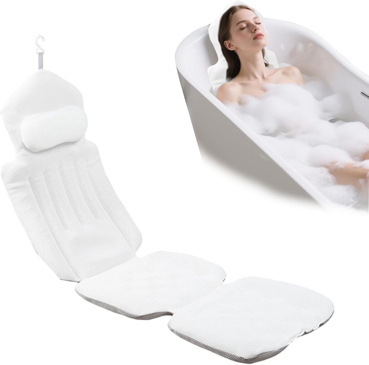 Comfortabele Badmat met Kussen, Innovatieve Badkussen voor Ontspanning en Ondersteuning