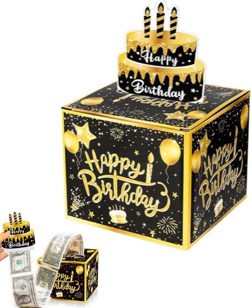 Verjaardag Geld Cadeau Doos, DIY Pop-Up Cadeau Doos voor Vrienden en Familie, Creatieve Verpakking voor Geldgeschenken en Verjaardagsfeestjes