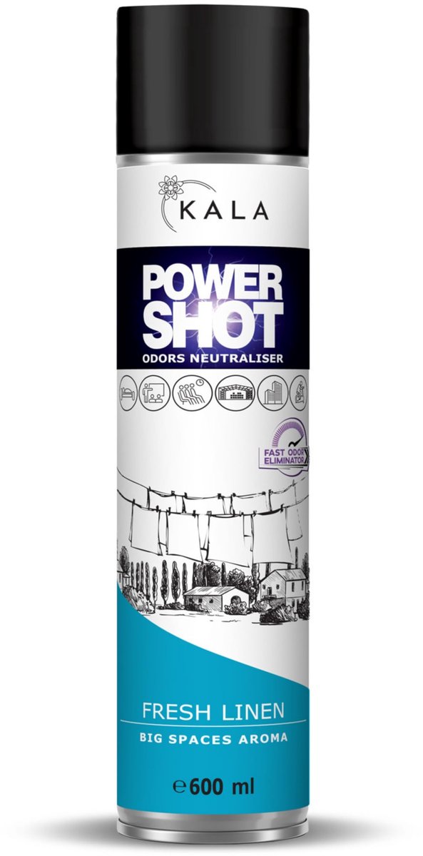 Geurverwijderaar POWER SHOT 600 ml - Geurneutralisator Fresh Linen - Voor alle kamers - Diepgaande geurverwijdering - ShopVlot