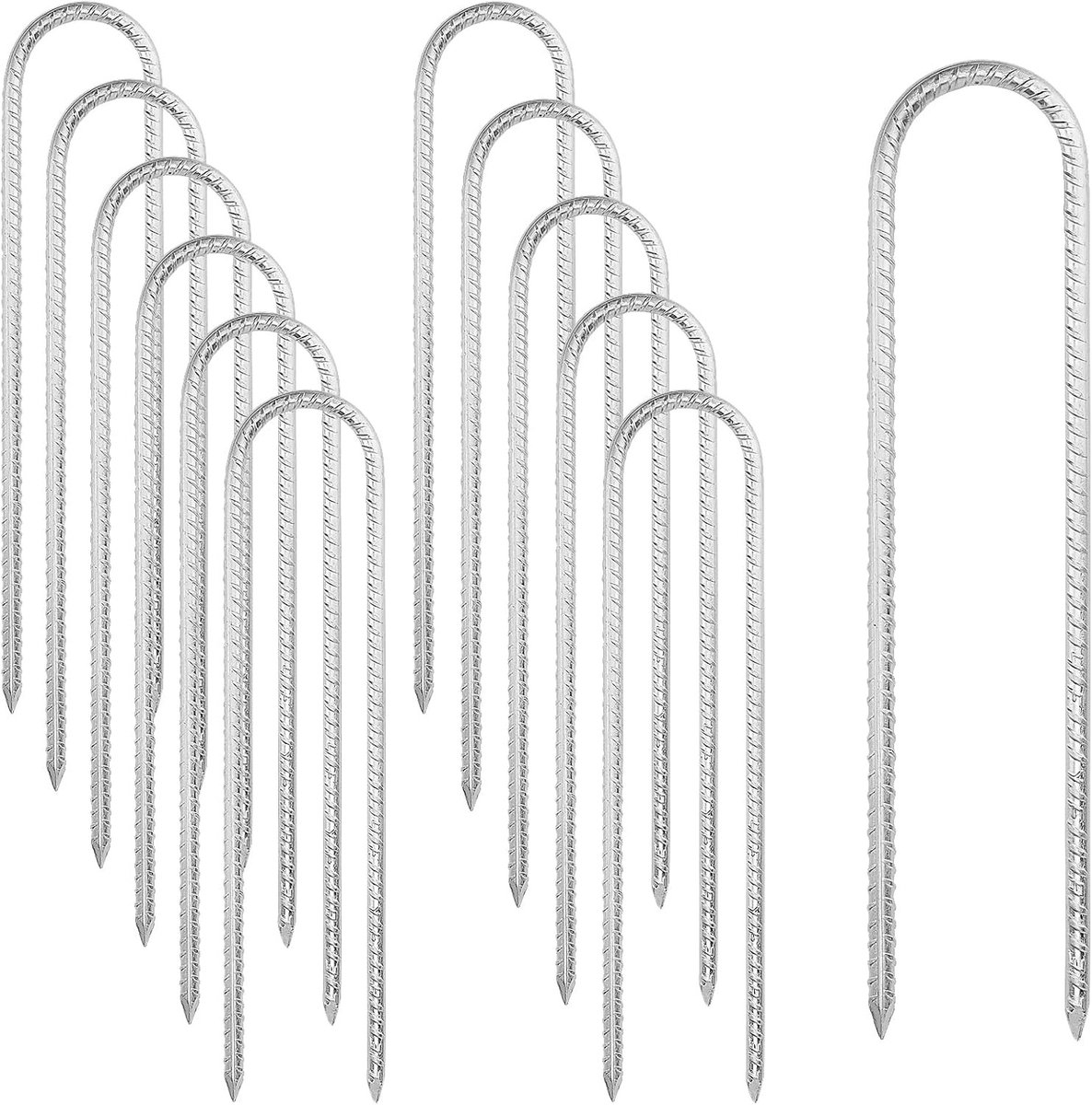 12 Stuks 30 cm U-vormige Haringen, Gegalvaniseerde Tentpinnen voor Camping, Trampoline en Tuinbevestiging