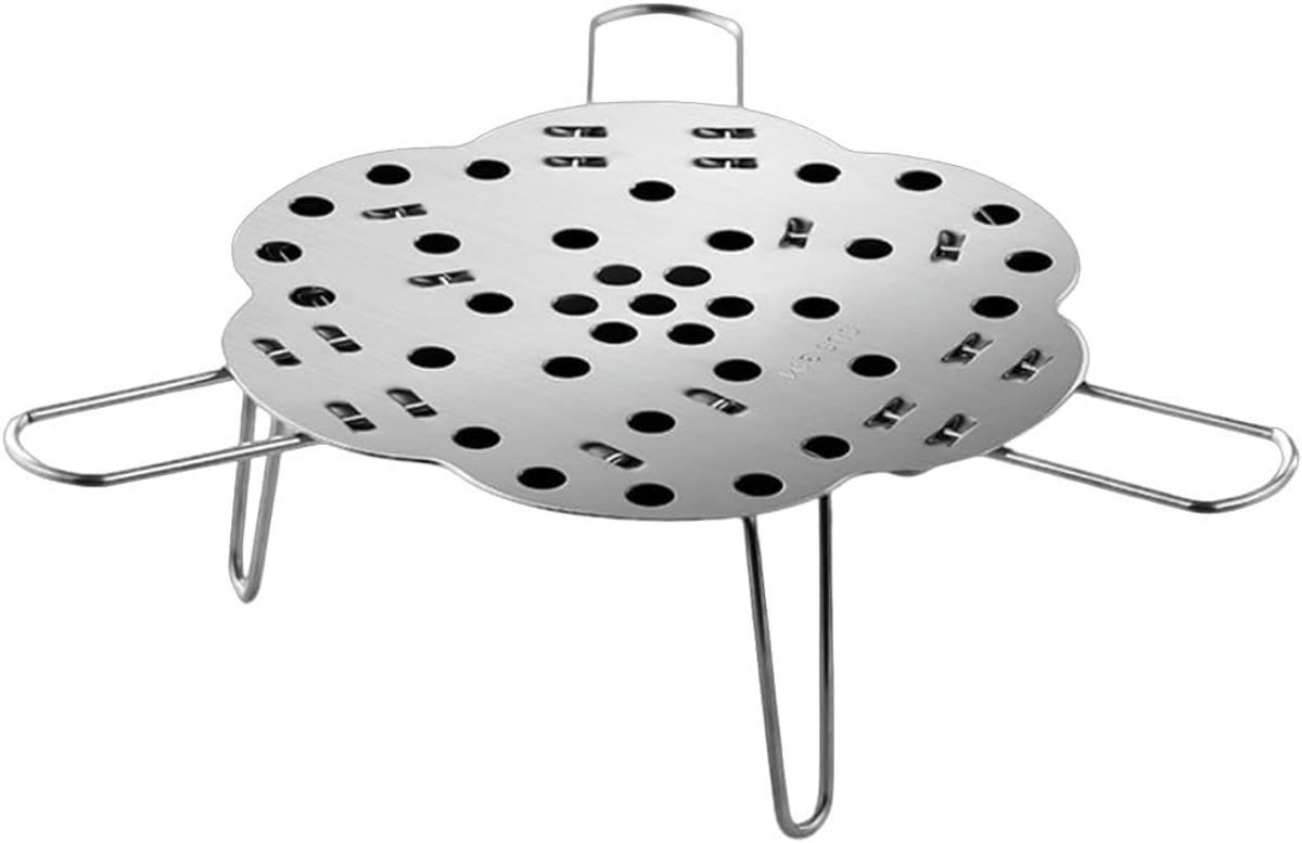 Vouwbare Stoommand van RVS, Ideaal voor Koken, Camping en BBQ - Duurzaam en Praktisch Keukengerei