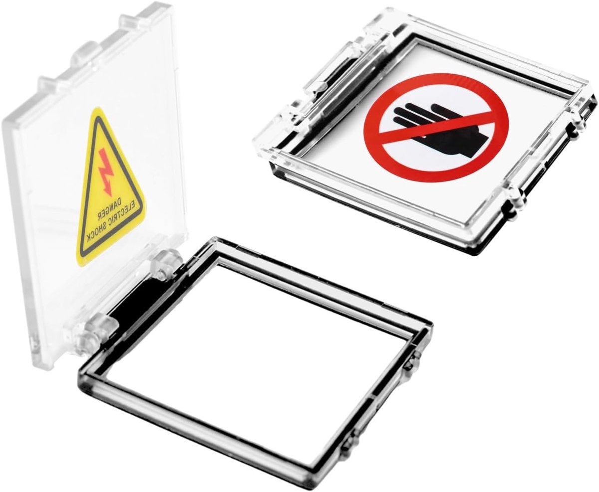 2 Stuks Vierkante Aan/Uit-knop Covers met Waarschuwing Sticker - Stofdicht en Veilig voor Computer en Vaatwasser, Kindveilige Drukknop Bescherming