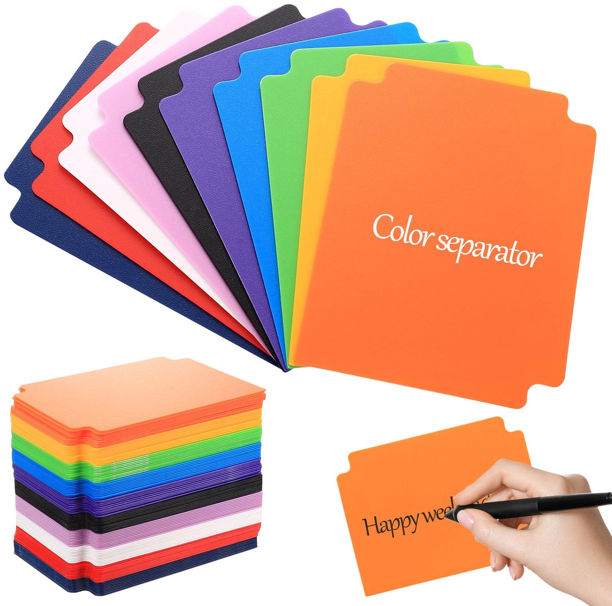 Kaartverdelers 100 stuks - 10 kleuren dividers - plastic scheidingskaarten - ideaal voor ordenen van verzamelkaarten - ShopVlot