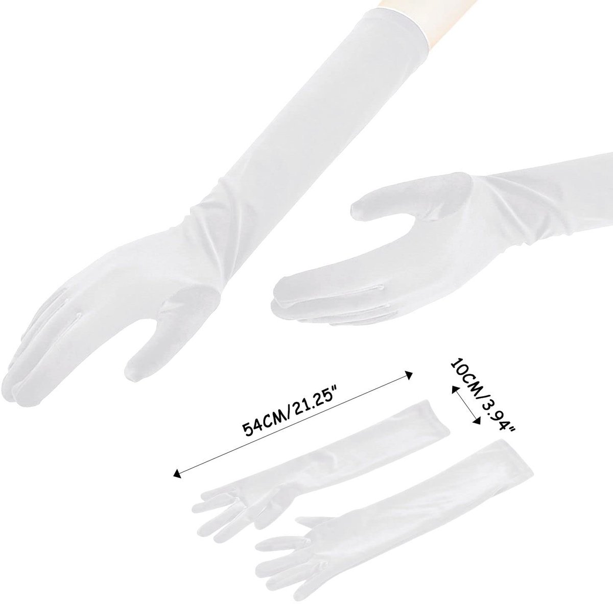 Lange avondhandschoenen zwart wit - ellebooglengte - elegant ontwerp - perfect voor bruiloft - ShopVlot