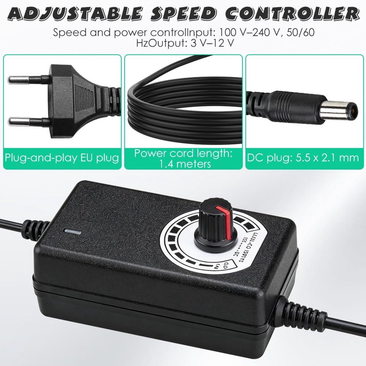 Krachtige 120mm Case Fan met Snelheidsregeling voor PC, TV Box en Router - 12V, 3000rpm, Stille Koeling