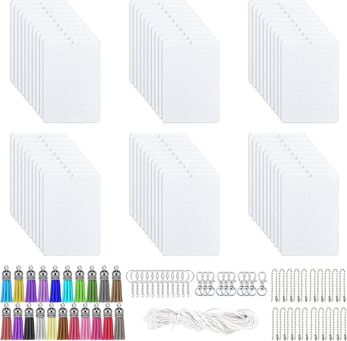 120 Stuks Sublimatie Luchtverfrisser Bladen Set - 60 Rechthoekige Geurhangers voor Auto en Thuisdecoratie met Vilt, Tros en Kralenketting