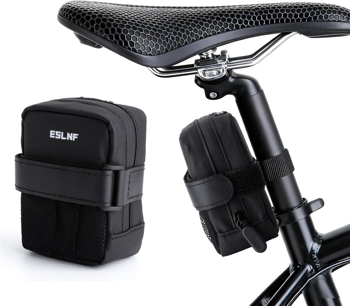 Waterdichte Fietszak voor Onder de Zadel, Lichtgewicht en Stabiel met Reflecterende Strepen, Geschikt voor Racefietsen, MTB en E-Bikes voor Forenzen en Buitenritten