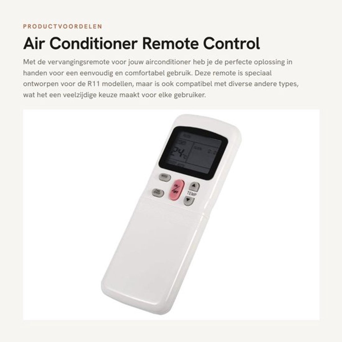 Air Conditioner Remote Control - Vervangingsremote - Ergonomisch ontwerp - Geschikt voor R11 en andere modellen - Eenvoudig in gebruik