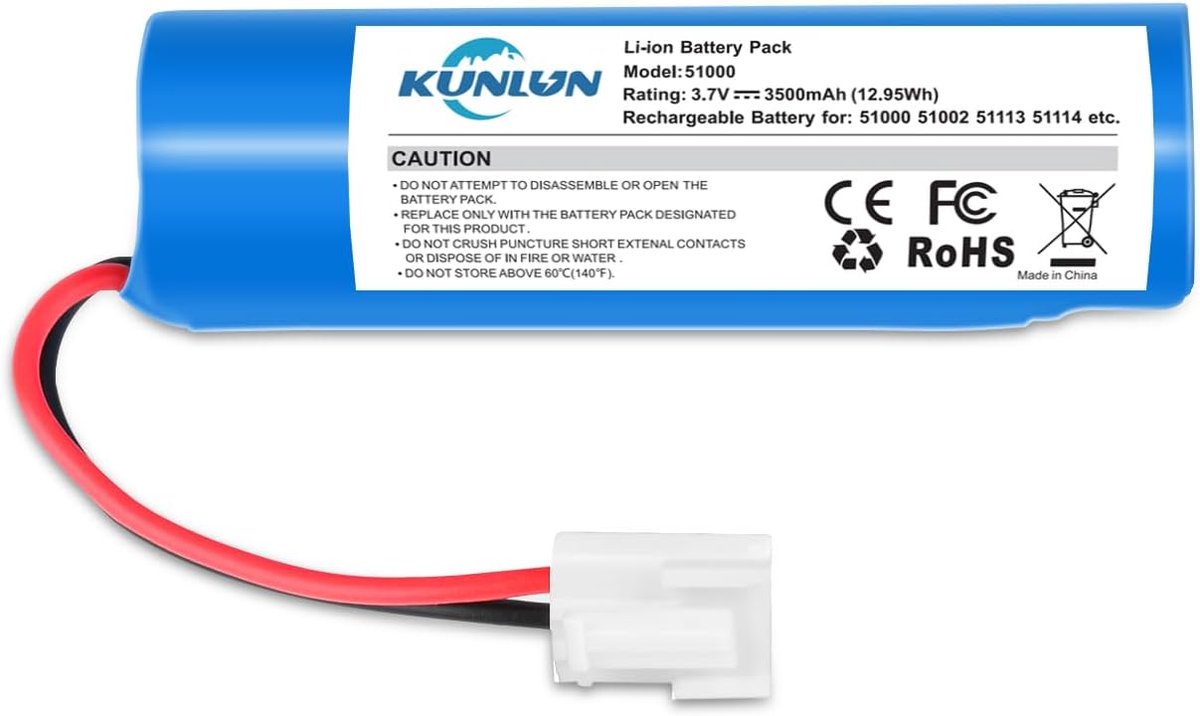 KUNLUN 3,7 V 3500 mAh Li-Ion Batterij voor Leifheit Dry&Clean