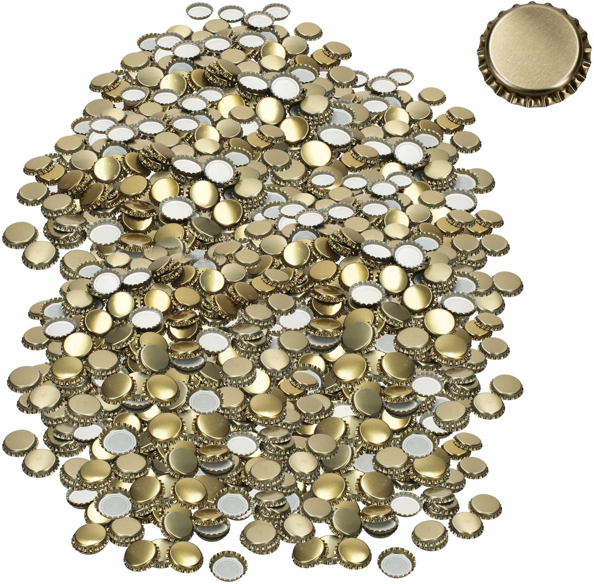 1000-delige set kroonkurken goud Ø26cm binnen van metaal voor flessen Linea 24915 & bierfles 24890 – 24064