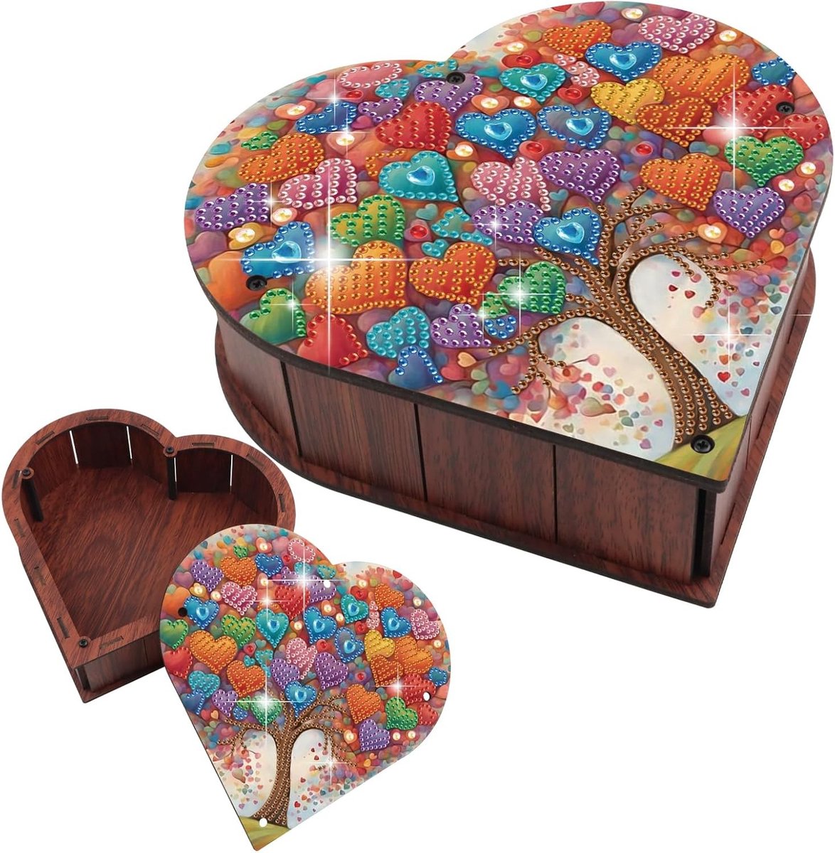 Opslagdoos voor schilderen op nummer - Hartvormige 20cm sorteerdoos voor diamant schilderen, bureau decoratie en make-up organisatie