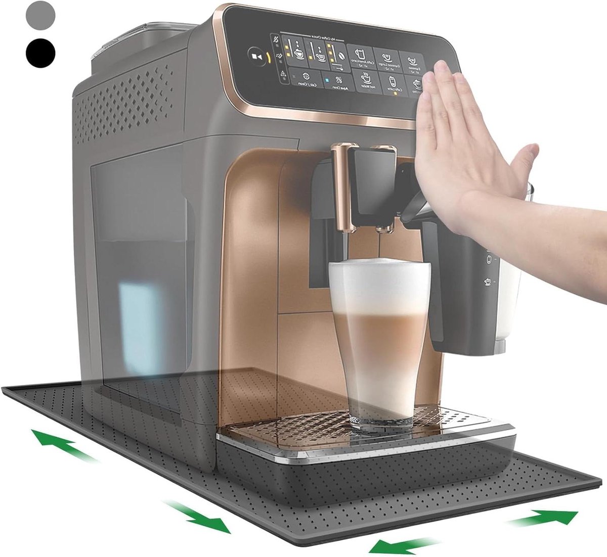 Mat Onder Koffiemachine - Werkbladbeschermer - Aanrecht Beschermen - Verhoogde Rand - 48x30cm - Grijs