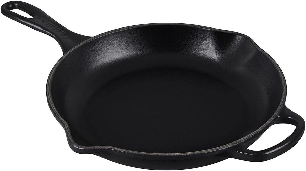 Geëmailleerde braadpan - Gietijzeren pan - Allround koken - Schenktuitjes en extra greep - 23 cm - Satijnzwart