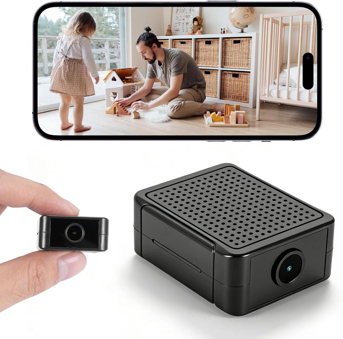 Mini Spionagecamera - HD Bewakingscamera - Binnen en Buiten - Met Nachtzicht - 1080p Resolutie - Zwart