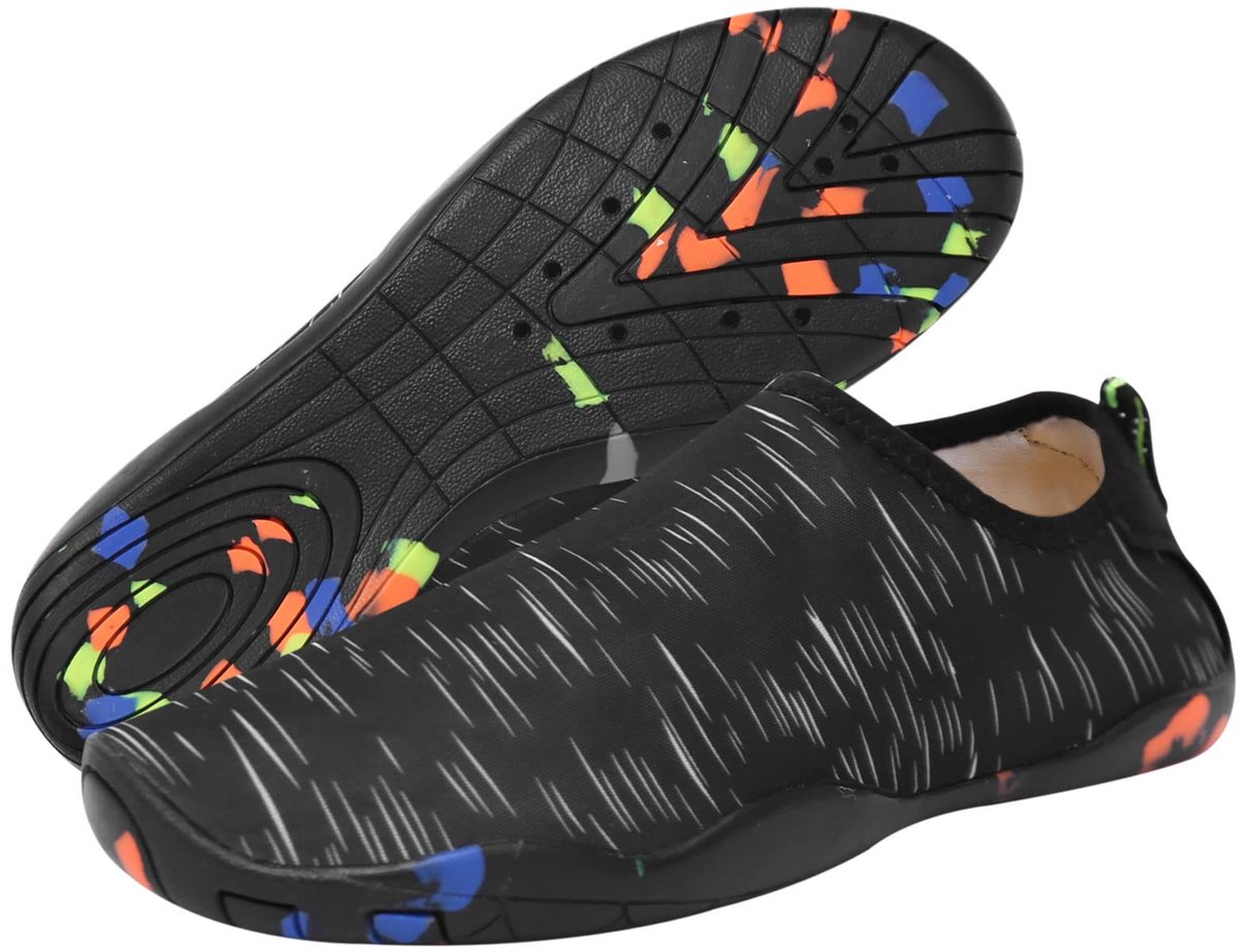 SnelShoppen - Waterschoenen Dames en Heren, Sneldrogend, Antislip Aquasokken voor Strand, Zwemmen, Surfen, Duiken, Sport, Tuin, Zwart, Maat 39 EU