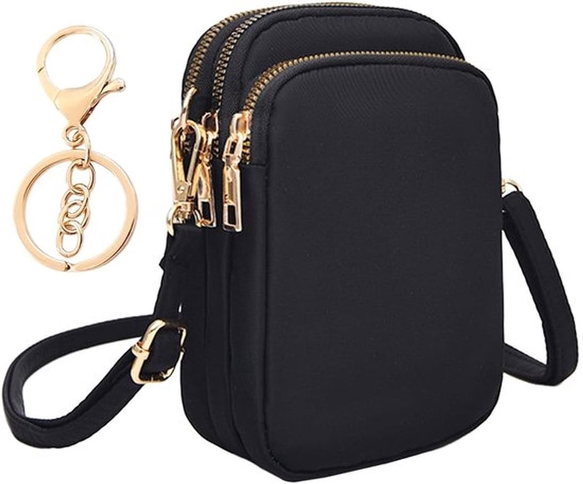 Schoudertas Lichtgewicht - Verstelbare Schoudertas - Oxford-stof - Waterdicht - Sleutelhanger - Zwart 17x11x5 cm - Handtas