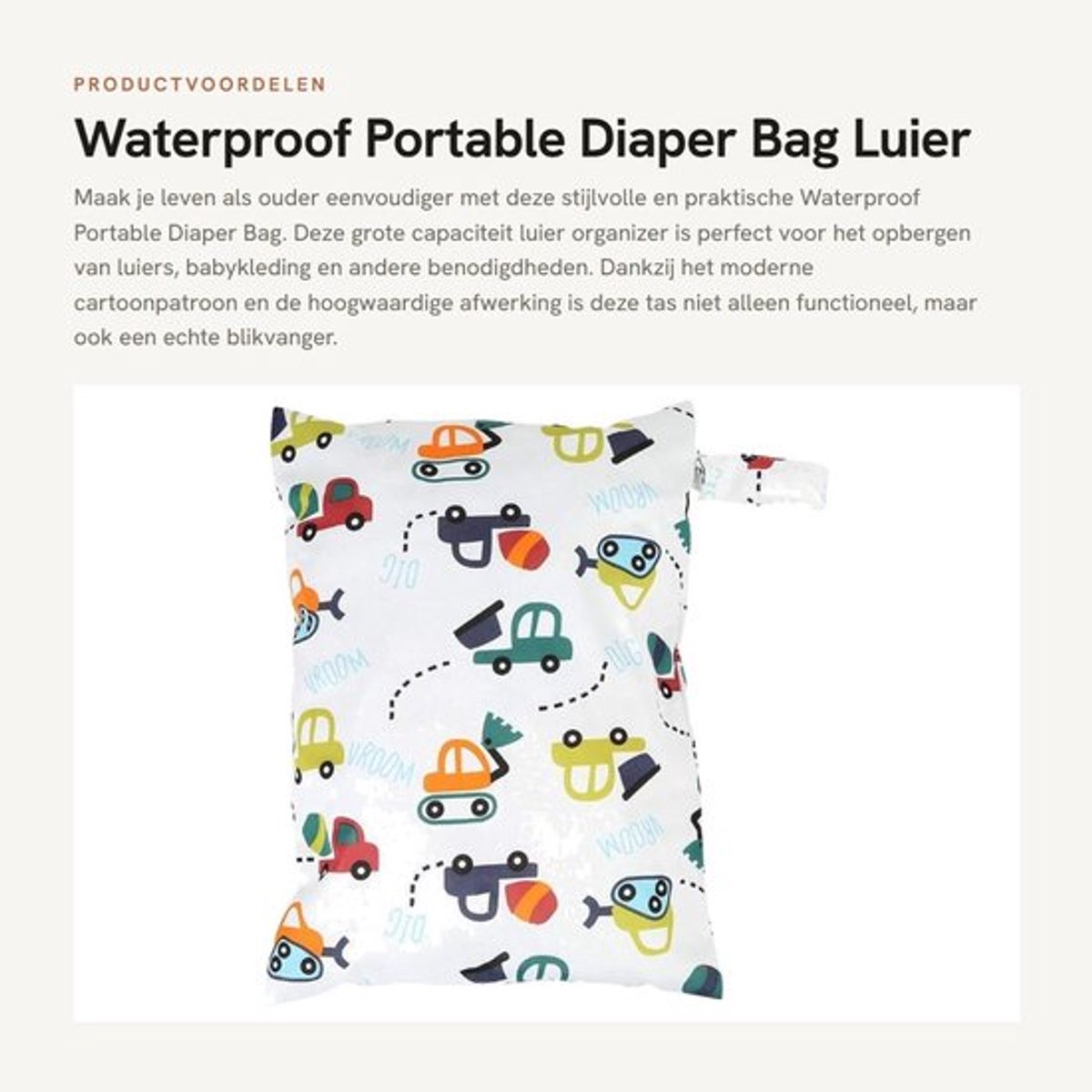 Luiertas Waterdicht - Draagbare Organizer - Grote Capaciteit - Opbergtas met Ophangtouw - Slijtvast Polyester - Gladde Ritssluiting - Baby Tas