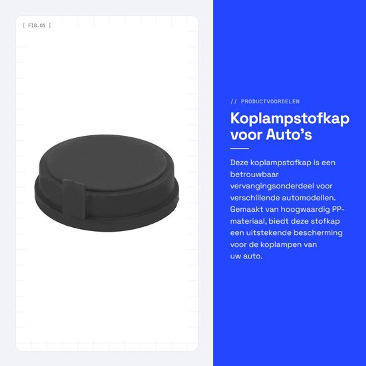 Koplampstofkap Vervanging 1609015380 - PP Materiaal - Geschikt voor 301/307/308 - C3/C4 - Effen Kleur - Duurzaam ontwerp - Koplampkap